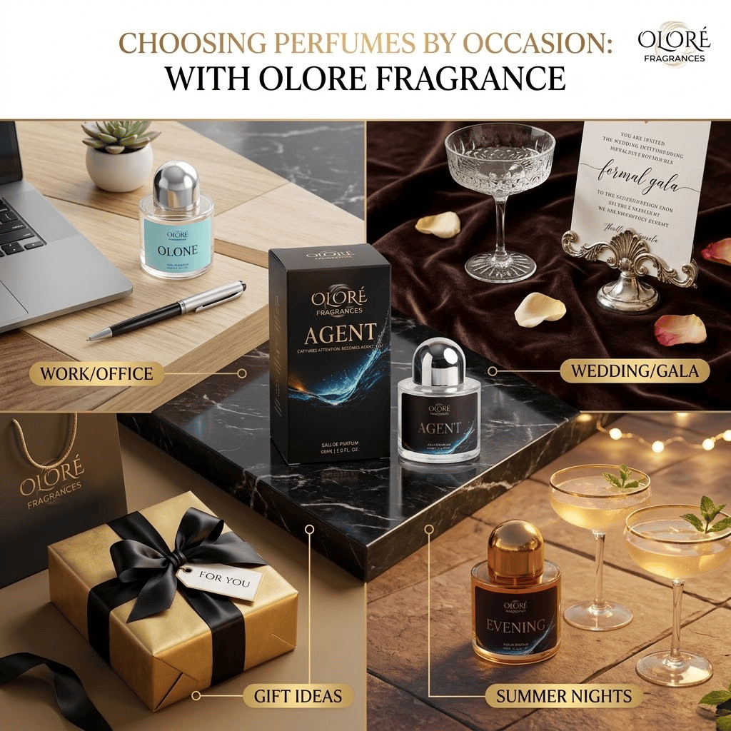 Choosing Perfumes by Occasion: Work, Weddings, Summer Nights & Gifting Ideas with Olore Fragrance
