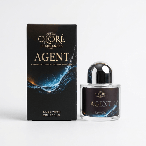 Olore Fragrances Agent Eau de Parfum 60ml bottle with its black packaging box, displayed on a clean white background.